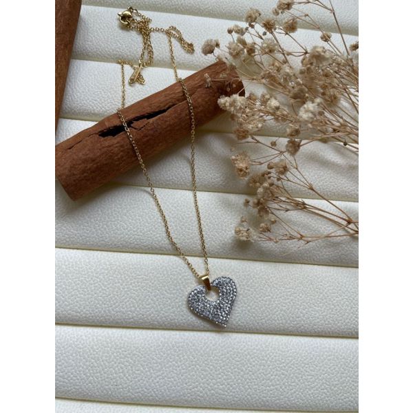 Collier petit coeur blanc