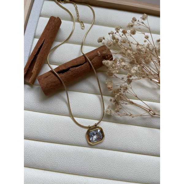 Collier diamant rectangle