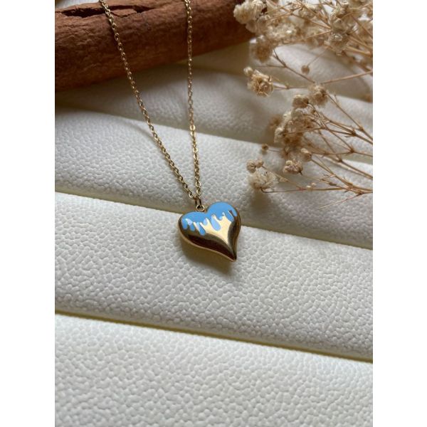 Collier coeur blue