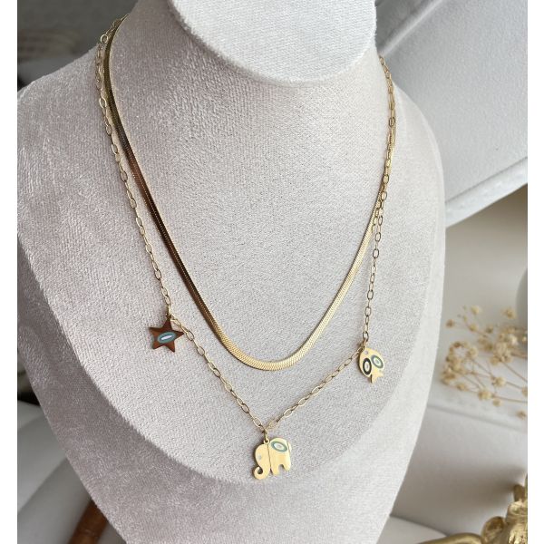 Collier Double Elephant