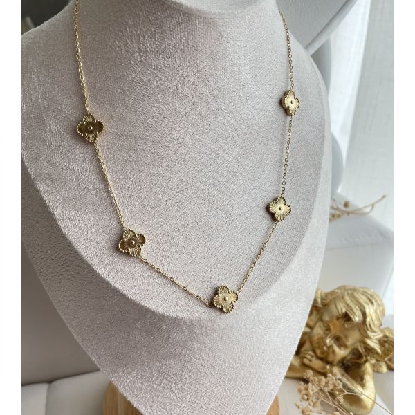 Collier 5 Tréfle Doré