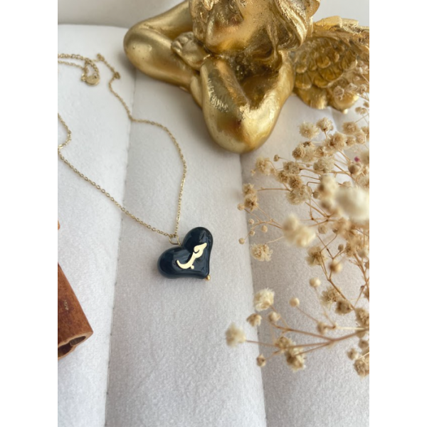 Collier avec pendentif Coeur Noir HOB