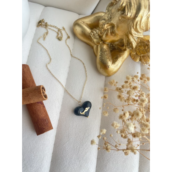 Collier avec pendentif Coeur Noir HOB