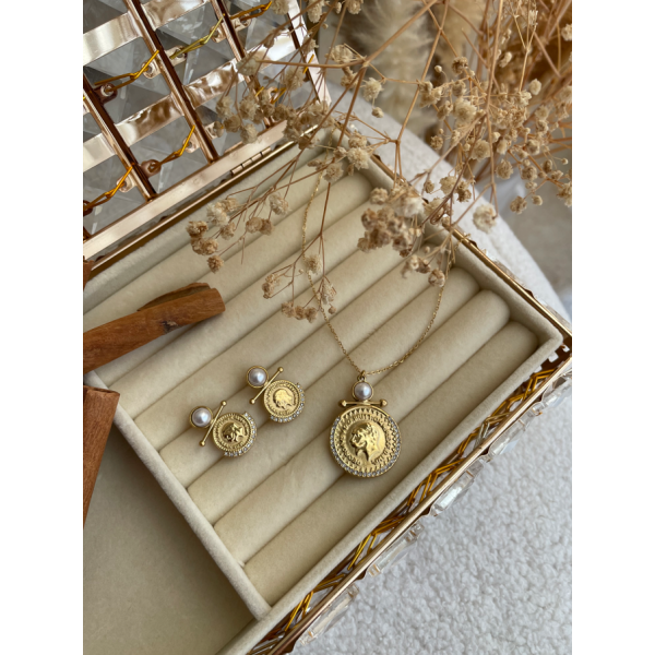 Parure Lira avec Perle Blanche