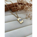 Collier rectangle doré trois diamants ovales