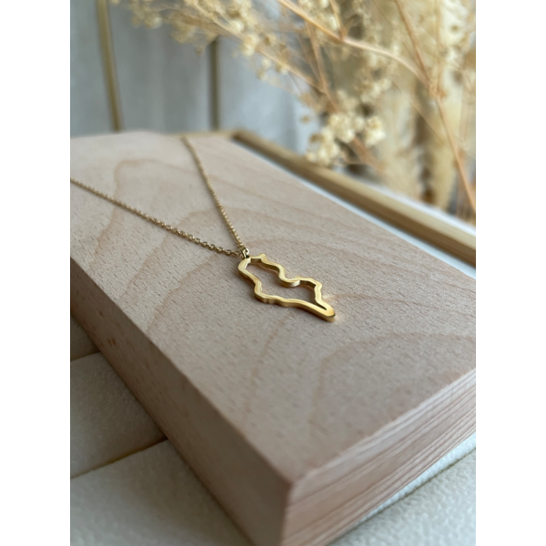 Collier pendentif avec contour de la Tunisie