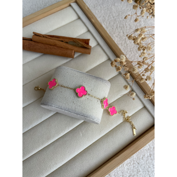 Bracelet Trèfle rose fuchsia