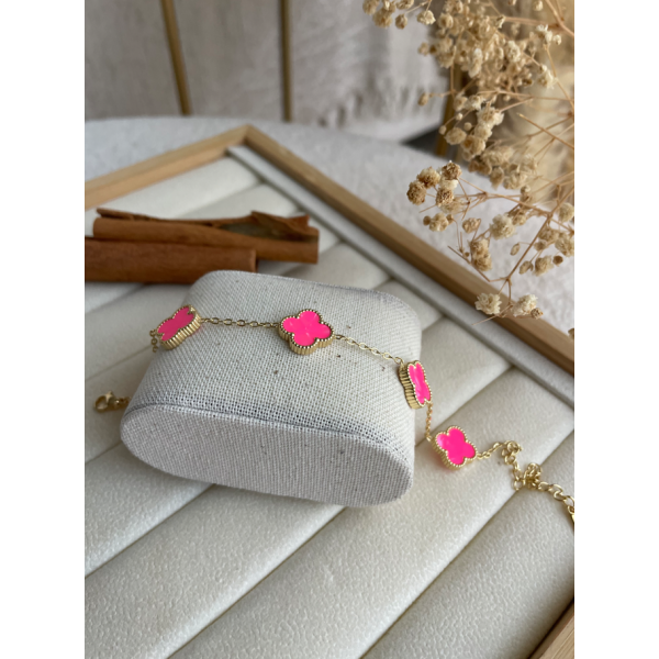 Bracelet Trèfle rose fuchsia