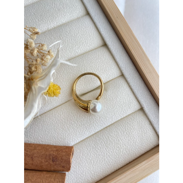 Bague perle blanche