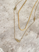 Collier double chaines à feuilles