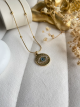 Collier médaille ronde oeil gravée