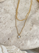Collier double chaines coeur diamant