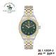 Montre Polo Santa Barbara Argent & Doré Fond Vert